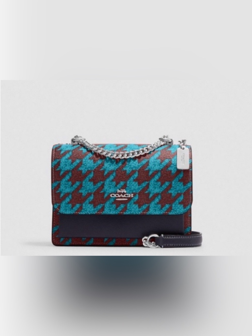 COACH Klare Mini Houndstooth Teal & Wine Crossbody Bag